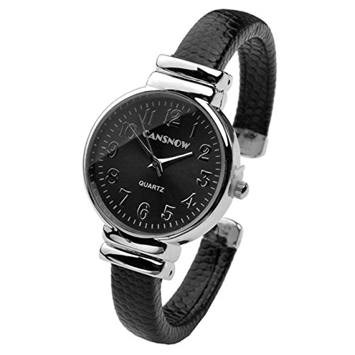Preisvergleich Produktbild Jsdde Damen Armbanduhr mit Armreif, analog, Schwarz