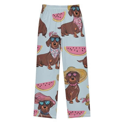 ZZXXB Dachshund Watermelon Boys Long Pants Soft Trousers Elastic Waist Kids Lounge Bottoms with Pockets S-XL