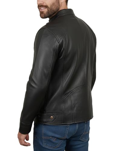 Image of Vintage Cafe Racer Leather Jacket Men Retro Motorcycle Racing Jacket