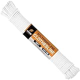 Plastic Clothesline - 100' Plastic Clothes Line - White Outdoor Weather Resistant - Synthetic Cord for Hanging and Drying Clothing & Laundry - Plastic Rope Clothes Line String for Pulley