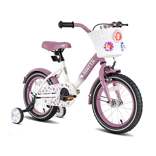 Image of JOYSTAR 12 Inch Kids Bike Little Daisy Girls Bike with Training Wheels Doll Seat Basket & Streamers Princess Kids Bicycle for Girls Toddler of 2-4 Years Toddler Girl Bikes Purple