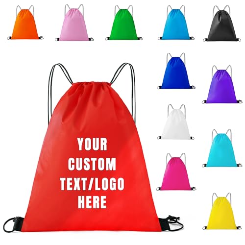 Custom Drawstring Backpacks with Custom Logos, Personalized Bulk Bags for Men,Women for Gym, Camping, Beach (Polyester small ears)