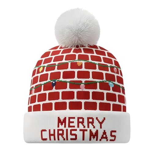 Colexy LED-Weihnachtsmütze LED Leuchten Strickmütze Weihnachten...