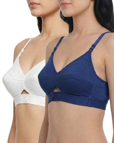 Image of Brida Kavya Xtra Soft Cotton Round Stitch Bra for Women | Full Coverage | Non-Padded | Wireless | Double Layer Support | Heavy Bust | Combo Pack | Colours May Vary