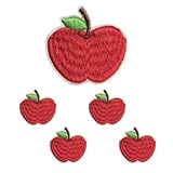 ワッペン アイロン 刺繍 フルーツ リンゴ アップリケ 小さめ 5枚セット カラフル 果物 おしゃれ かわいい 入園 入学準備 NYANDELMO ND-0196-R02-apple