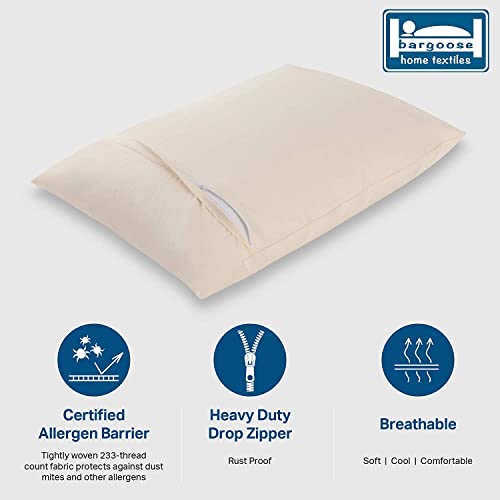 BARGOOSE-AllergyCare-Zippered-Organic-Cotton-Pillow-Protector-Woven-Barrier-Zippered-Pillow-Cover-Protects-Against-Pet-Dander-Dust-and-Other-Irritants-King-Natural