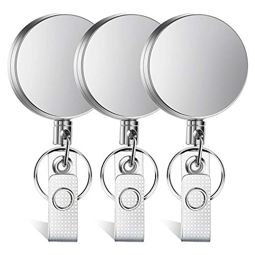 Selizo MBH-03 3 Pieces Retractable Badge Holder Heavy Duty Metal Badge Reels Id Holder cover