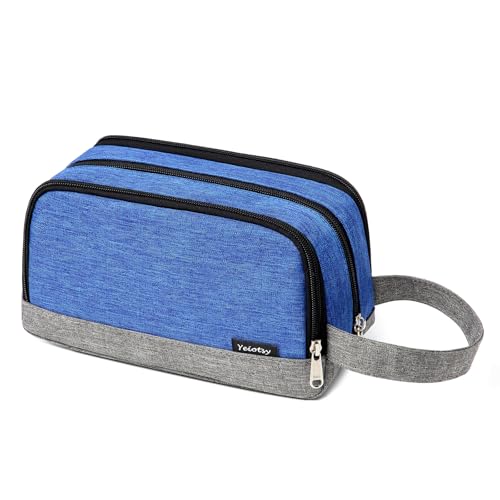 Yeiotsy Men's Travel Toiletry Bag – Color Clash Dopp Kit with Mesh Pockets, Durable Shaving Organizer for Gym, Camping & Weekend Trips