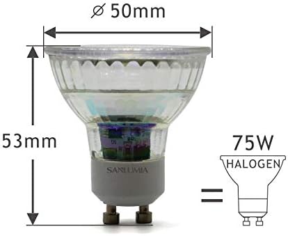 sanlumia 10 X 6W Gu10 Super Bright 100 Degree Wide Beam Angle LED Spotlight Bulb 530lm 75W Halogen Equivalent Cool White 6400K