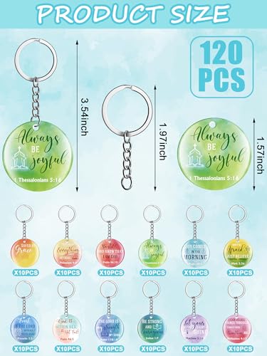 Image of Janmercy 120 Pcs Acrylic Christian Keychain Bulk Floral Bible Verse Keychain Religious Scripture Jewelry Gifts for Women Men