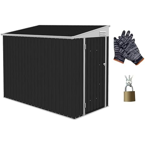 Outsunny 4' x 7.7' Metal Outdoor Storage Shed, Lean to Storage Shed, Garden Tool Storage House with Lockable Door and 2 Air Vents for Backyard, Patio, Lawn, Dark Gray Cover