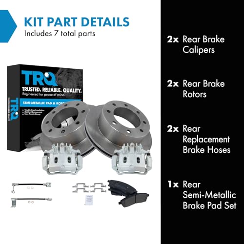 Image of TRQ Brake Pad & Rotor Kit Semi-Metallic Compatible with 2002-2004 Ford F-250 Super Duty F-350 Super Duty