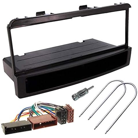Sound-way Single DIN Car Radio Frame Installation Kit, 1 DIN Front Panel Frame, Quadlock ISO Connector Cable, Antenna Adapter, Release keys, compatible with Ford Focus, Fiesta, Mondeo, Escort, Transit Cover