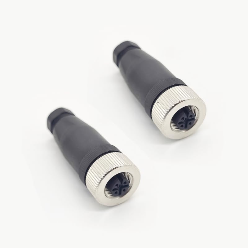 10Pcs M12 5 Pin Female Connector, Straight Field Assembly Wireable Adapter 12mm A Code Industrial Circular Connector IP67 Waterproof Sensor for PG7 Cable Unshiled 60V 4A AC/DC for Electric Bicycles
