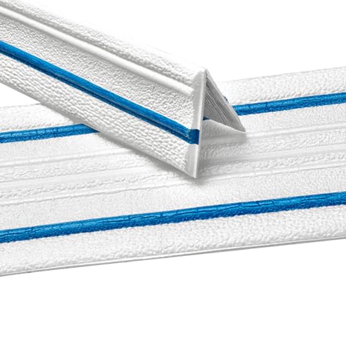 IGTOPS Rodapié suave autoadhesivo, para pared, flexible, borde de revestimiento, borde de techo, cenefa de pared (blanco con línea azul)