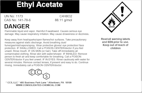 Ethyl Acetate 99.5% Purity - Premium High Quality Solvent for Industrial and Laboratory Use - 1 Gallon