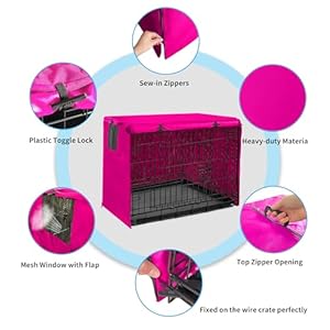   Dog-Crate-Cover-48-inch-XL-Dog-Kennel-Outside-Cover-Big-Dog-Cage-for-Large-Dogs-Wire-with1-2-3-Doors-Waterproof-600D-Oxford-Fabric-IndoorOutdoor-PinkDog-Crate-NOT-Included