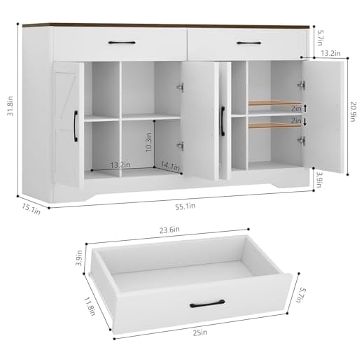 Modern Wood Farmhouse Buffet Cabinet