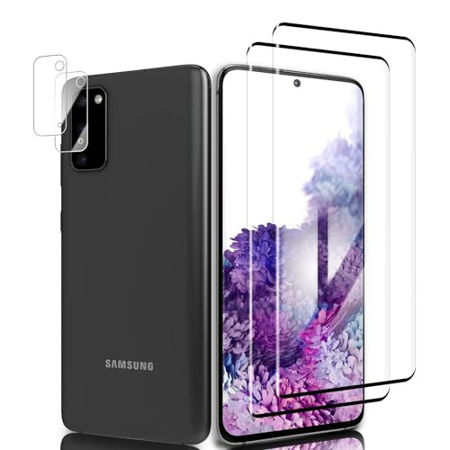 Schutzfolie für Panzerglas für Samsung Galaxy S20 Plus Fingerabdruck-ID Unterstützen Gehärtetem Glas mit Kameraschutz [2&2 Stück] 9H Displayschutzfolie für Samsung S20 Plus