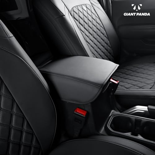Image of GIANT PANDA Jeep Wrangler 4 Door JL 2018-2026 Front Car Seat Covers for Sahara Sport Rubicon Unlimited Willys 4xe,Customized Faux Leather - (Black)