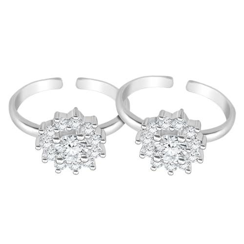 MJ 925 Mesmerizing CZ Silver Toe Rings in Pure 92.5 Sterling Silver for Women | Gift for Girls n Women | With Certificate of Authenticity | - Image 2