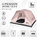 Happy Travel Camping Tent, 4 Person Dome Tents for Camping with Rainfly, Waterproof Clip Easy Setup Portable Family Tent with Mesh Windows, 20% More Headroom Backpacking Tents for Camping & Hiking