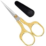 Small Gold Scissors-5 Inch Vintage Precision Scissors-Ultra Sharp Blade Shears,scotch scissors for Office Home School Sewing Fabric Craft Hair trimming,Facial,Beard,Eyebrow