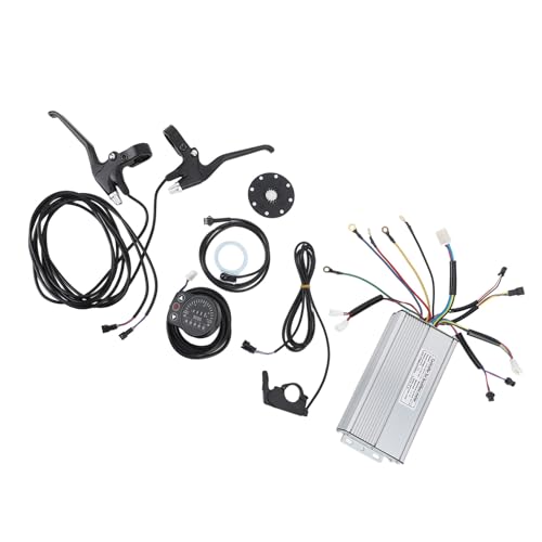 Bonbela Kit de Pantalla LCD de Controlador de Control de 30a Kit de Conversión de Batería de Litio Eléctrico de Conversión de Bicicleta Eléctrica con Palanca de Freno Acelerador del Dedo