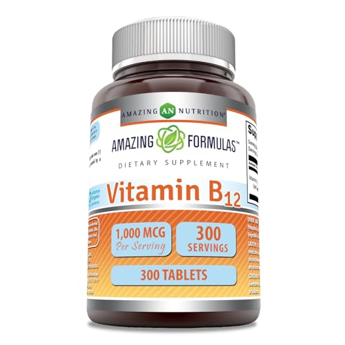 Amazing Formulas Vitamin B12 Supplement | 1000 Mcg per Serving | Tablets | Non-GMO | Gluten-Free | Made in USA (1 Pack, 300 Count)