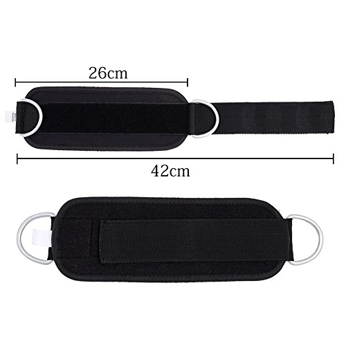 Double D-ring Ankle Cuff Straps Adjustable Leg Weight Wrist Belt for Cable Machine Attachment, 1Pair - Image 3