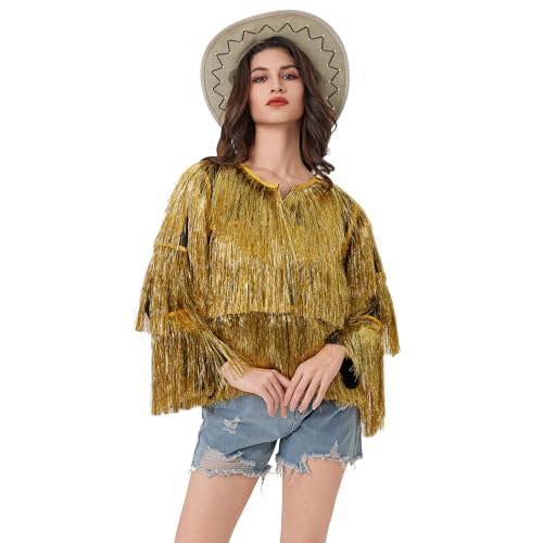 MISI CHAO Thin Tinsel Jacket with Loose Fit Extra Dense Multilayer Tinsel Coat for Festival Carnival3