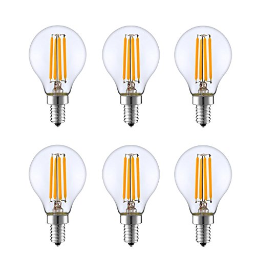 KION 6 Packed, 4 Watt Dimmable LED Filament Round Light Bulb, 2700K Warm White 350LM, E12 Candelabra Base Lamp, 40W Incandescent Replacement, UL Listed