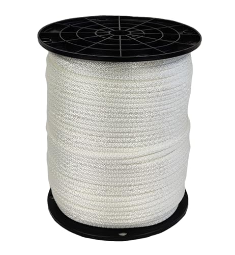 3/16 inch White Dacron Polyester Rope - 500 Foot Spool | Solid Braid - Industrial Grade - High UV and Abrasion Resistance - Low Stretch - Thumbnail 2