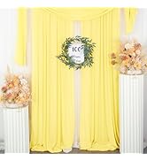 ShinyBeauty Chiffon Backdrop Curtain 10FT Yellow Sheer Curtains 2 Panels 29x120-Inch Semi-Sheer R...