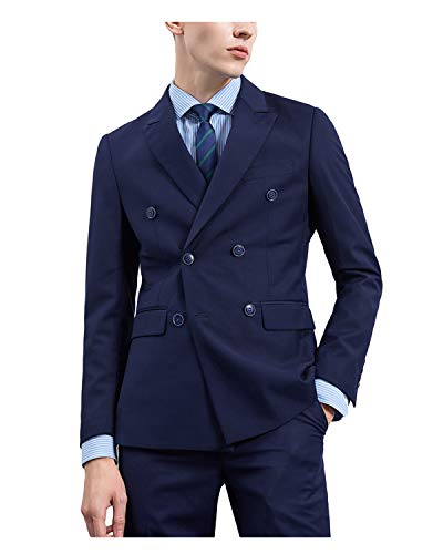GATMSTZ Men Peak Lapel 3 Piece Suit Double Breasted Formal Dinner Wedding Tuxedo3