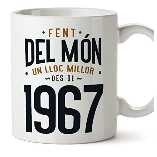 MUGFFINS Tazas 1967 Cumpleaños - En Catalán - Fent del Món un Lloc Millor - 11 oz / 330 ml - Regalo original y divertido