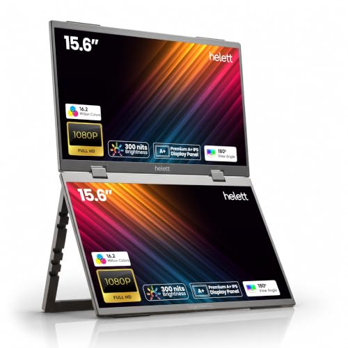 Image of helett️ LogicView Pro Portable 15.6 Inch Dual Monitor Support only with Windows Laptop VIA Type C|Foldable|1920x1080 Full HD IPS A+ Grade Display|300 Nits Brightness, 60Hz Refresh Rate|1Yr Warranty