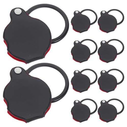 Cabilock Lupa de Bolsillo Portátil Negra 10 Unidades, Mini Lupa Giratoria Plegable de Mano para Lectura, Inspección de Joyas y Uso en Oficina o Viajes, Herramienta Compacta de Aumento