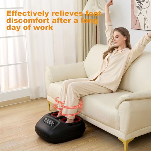 Image of LINGTENG Foot Massager, Heated Foot Massager (Maroon Red) | Built-In Heating Function, One Touch Operation, Compact Design, Holiday Gift for Parents Couples, Under Desk, Sizes Up to 13 inch