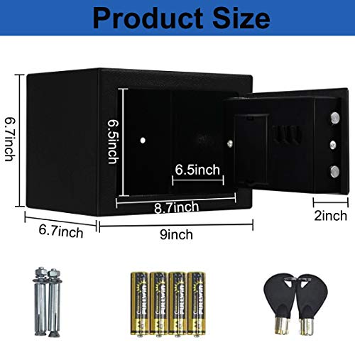 JUGREAT Security Safe Box with Induction Light,Electronic Digital Securit Safe Steel Construction Hidden with Lock,Wall or Cabinet Anchoring Design for Home Office Hotel BusinessGun Passport Cash