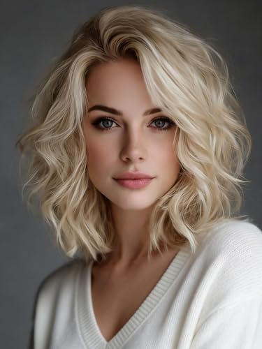 Webshaiy Pre Cut Lace Platinum Blonde Perücke...