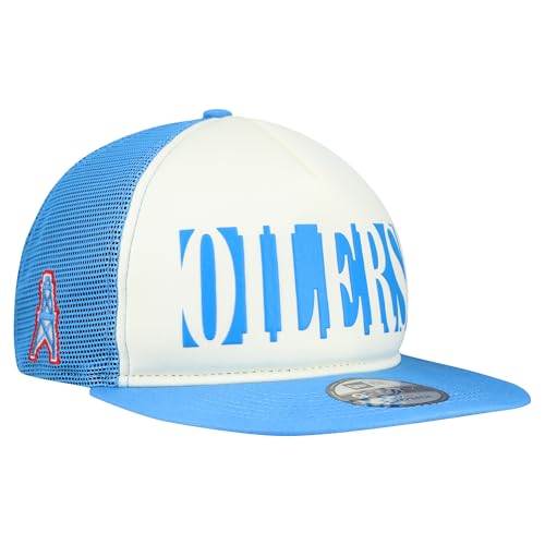 New Era Men's Cream/Light Blue Houston Oilers Gridiron Classics Cutout A-Frame 9FIFTY Snapback Hat