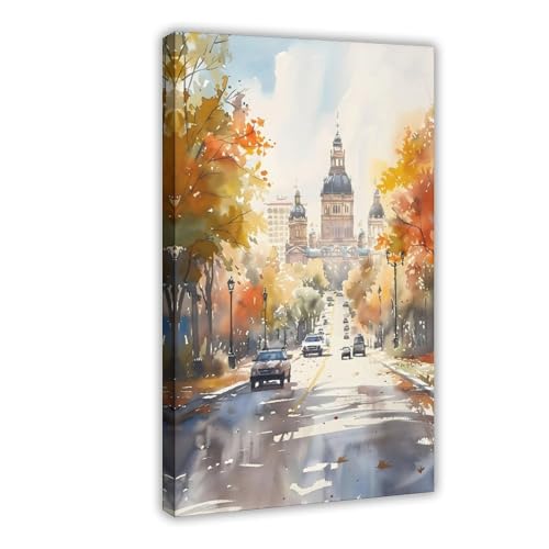 ZJLAMZ Madison Watercolor Painting Travel Poster Mid Century Modern Wall