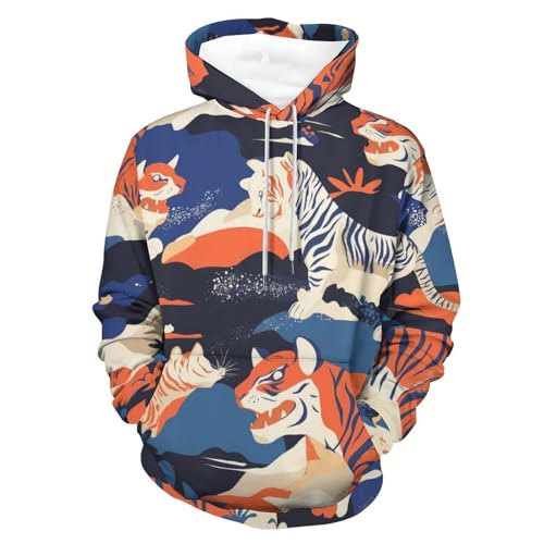 Hoodie tigre blanc rouge sweatshirt confortable pour vos sorties urbaines