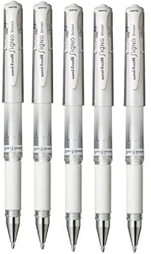 Stylo à Impact Gel à Pointe Large, Blanc, Pochette de 5