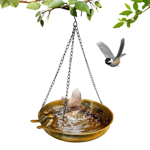 Comedero pajaros Exterior Colgante, Bebedero pajaros Silvestres Metal, comederos para pajaros arbol del Jardin, baño Colgante de pájaros Balcon, Bird Feeder Water Outdoor