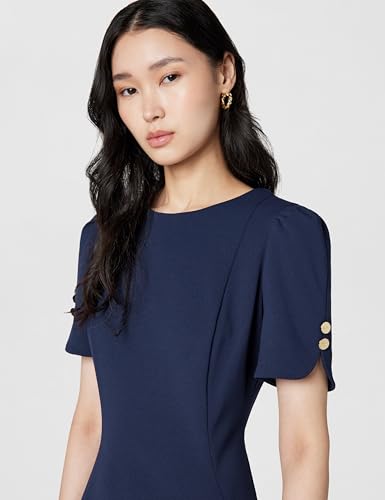 Image of DKNY Women's Short Tulip Sleeve Sheath Dress with Button Detail