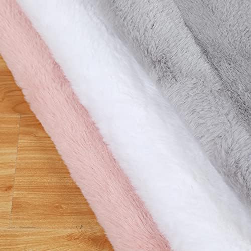 LintTimes Soft Round Faux Rabbit Fur Area Rug Grey Circular Shaggy Rug Fluffy Area Rugs Plush Circle Floor Carpet Mat for Bedroom Living Room Floor Decor, Grey 60 x 60 cm