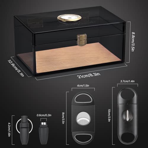 image for Scotte Acrylic Humidor - Cigar Box With Hygrometer, Humidifier & Acces