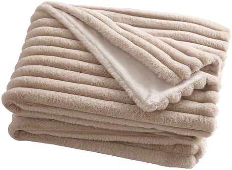 Appletree Faux Fur Throw – 180x130cm – Natural Colour – Soft Touc...